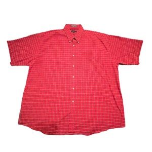 Falcon Bay Classics Men’s Short Sleeve Button Up Shirt Red Plaid Size XL
